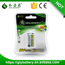 Geilienergy Manufacturer High Capacity 680mah 9V Lithium Rechargeable Battery Made In China